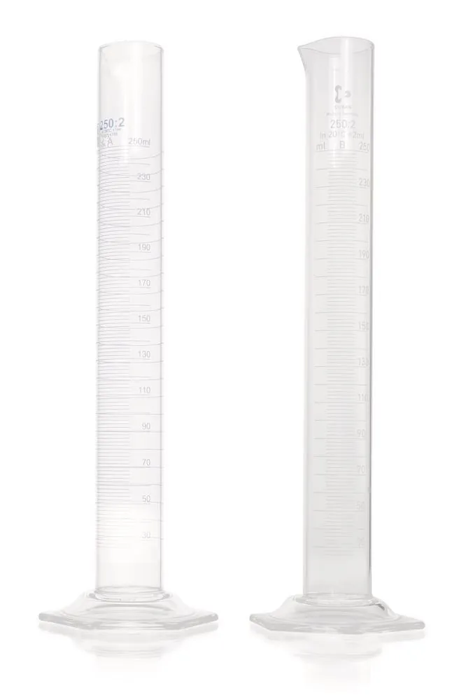 Cilindru gradat DURAN®-meas., cl.B, gradații albe, 5 ml, gradații 0.1 ml, formă înaltă — Carl Roth, cod AKC1.1