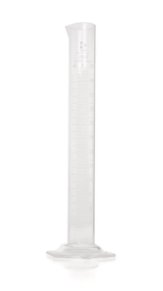 Cilindru gradat DURAN®-meas., cl.B, gradații albe, 250 ml, gradații 2 ml, formă înaltă — Carl Roth, cod AKC6.1
