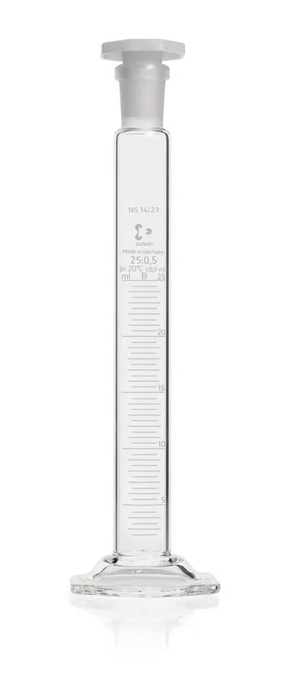 Cilindru gradat DURAN®-mixing 25 ml, cl. B, gradat alb, subdiviziuni 0.5 ml — Carl Roth, cod AKE9.1