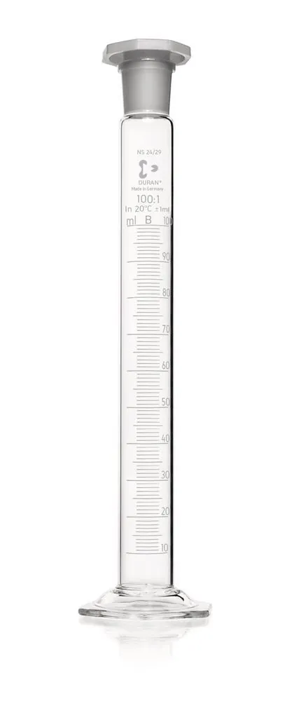 Cilindru gradat DURAN®-mixing 100 ml, cl. B, gradat alb, subdiviziuni 1 ml, 2 bucăți — Carl Roth, cod AKH1.1
