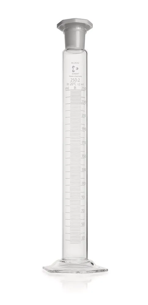 Cilindru gradat DURAN®-mixing 250 ml, cl. B, gradat alb, subdiviziuni 2 ml, 2 bucăți — Carl Roth, cod AKH2.1