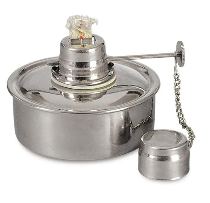 Lampă de spirt, din oțel de înaltă calitate, Ø 100 mm, înălțime 65 mm, 85 ml — Carl Roth, cod AL28.1