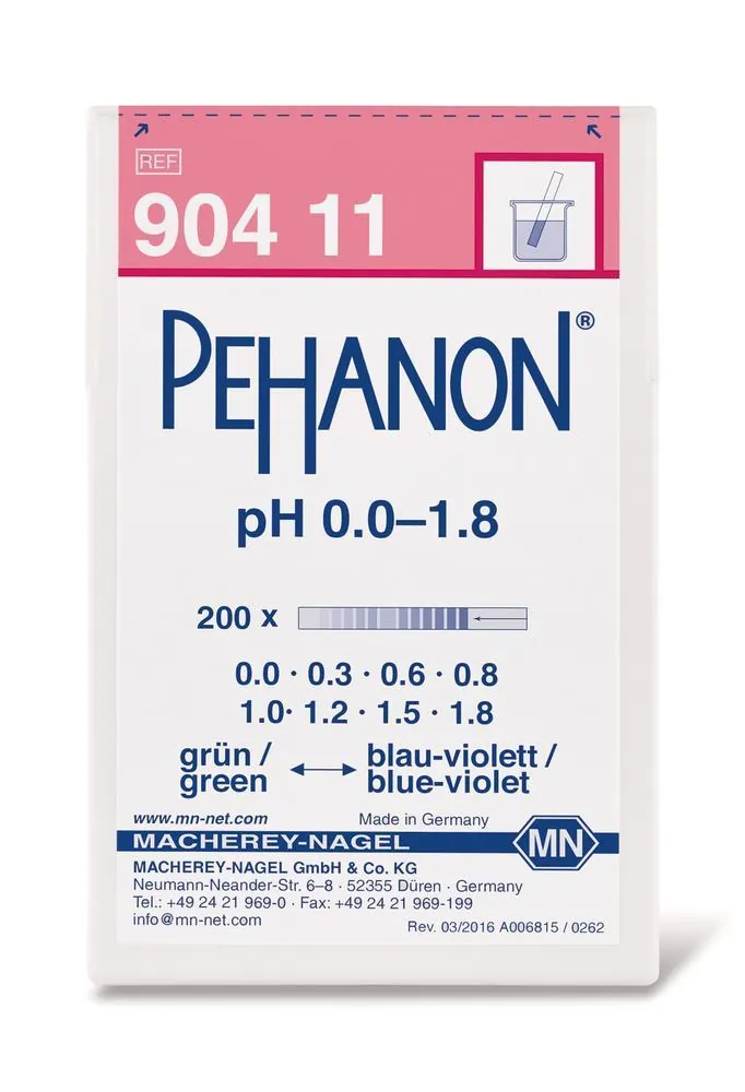 Hârtii indicatoare PEHANON®, cu scară pH imprimată, pH 0-1.8, 200 bucăți — Carl Roth, cod AXT7.1