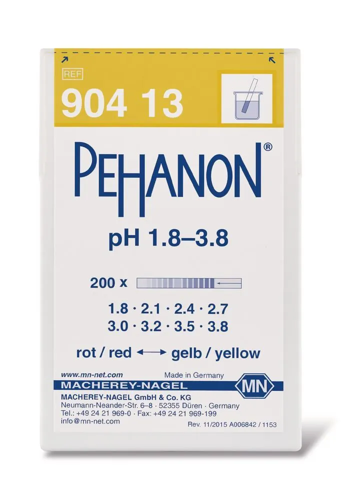 Hârtii indicatoare PEHANON®, cu scară pH imprimată, pH 1.8-3.8, 200 bucăți — Carl Roth, cod AXT8.1