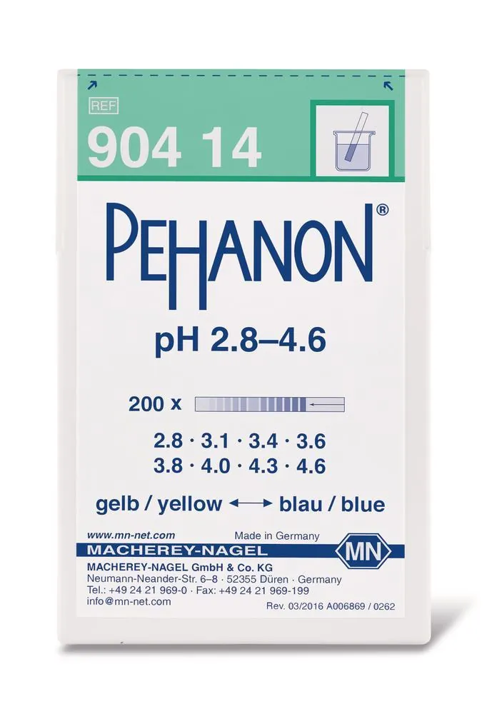 Hârtii indicatoare PEHANON®, cu scară pH imprimată, pH 2.8-4.6, 200 bucăți — Carl Roth, cod AXT9.1
