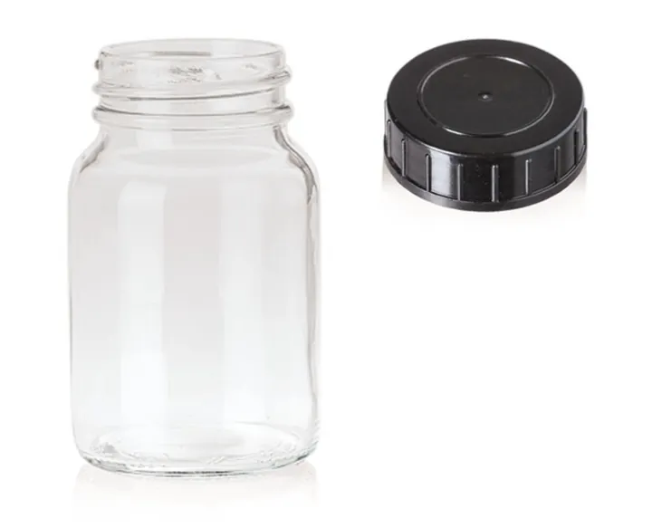 Borcane cu gură largă cu capac înșurubabil, sticlă transparentă, 125 ml, 80 bucăți — Carl Roth, cod AYC3.1