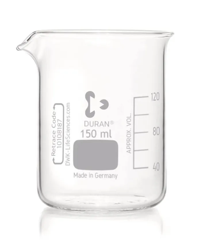 Pahare Berzelius, formă joasă, DURAN®, cu gradații și cioc, 150 ml, 10 buc. — Carl Roth, cod C113.1