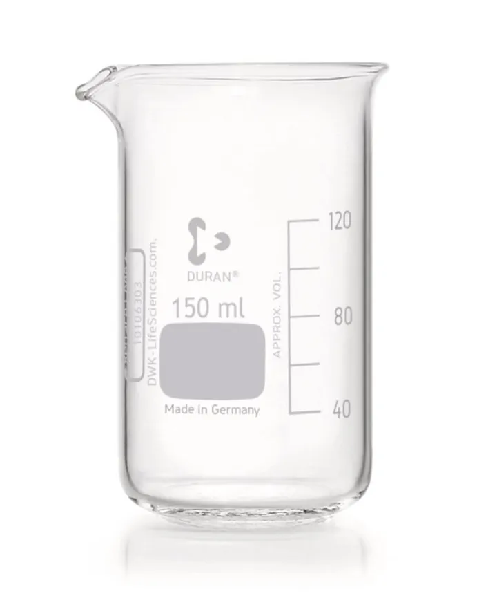 Pahare Berzelius, formă înaltă, DURAN®, cu gradații și cioc, 150 ml, 10 buc. — Carl Roth, cod C125.1