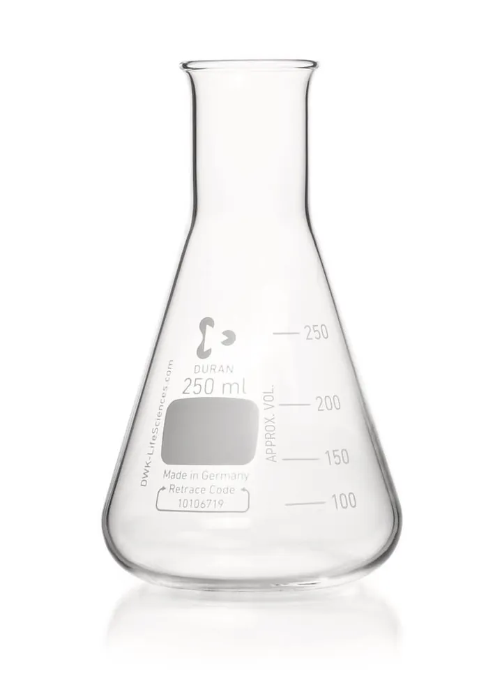 Baloane Erlenmeyer cu gât îngust, gradație DURAN®,, 250 ml, ISO 1773, 10 bucăți — Carl Roth, cod C137.1
