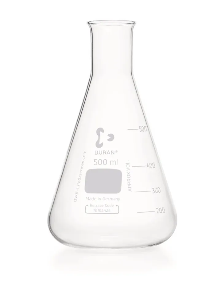 Baloane Erlenmeyer cu gât îngust, gradație DURAN®,, 500 ml, ISO 1773, 10 bucăți — Carl Roth, cod C139.1