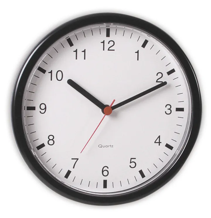 Ceas de perete cu cuarț, negru, Ø 245 mm, D 40 mm, 1 bucată — Carl Roth, cod C334.1