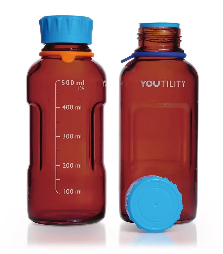 Sticle de laborator DURAN® YOUTILITY, sticlă brună, 500 ml, GL 45, 4 buc. — Carl Roth, cod CCX1.1