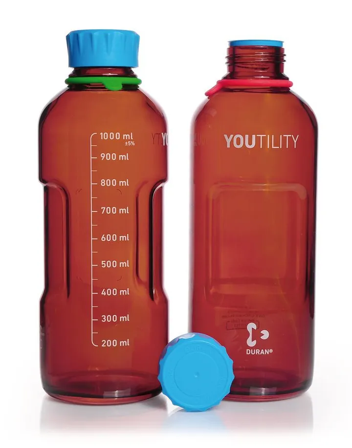 Sticle de laborator DURAN® YOUTILITY, sticlă brună, 1000 ml, GL 45, 4 buc. — Carl Roth, cod CCX2.1