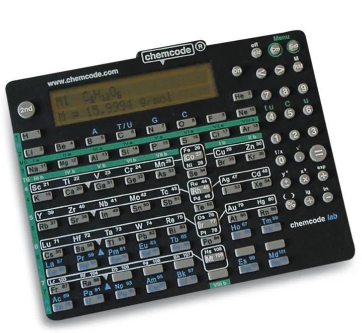 Calculator de buzunar Chimie/Științe ale Vieții, Chemcode®, L 136 x W 110 x D 14 mm — Carl Roth, cod CE95.1