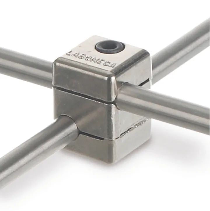 Cleme duble, pătrate, oțel 18/10, pentru tijă Ø 12-13 x 12-13 mm, 1 buc. — Carl Roth, cod CHX6.1