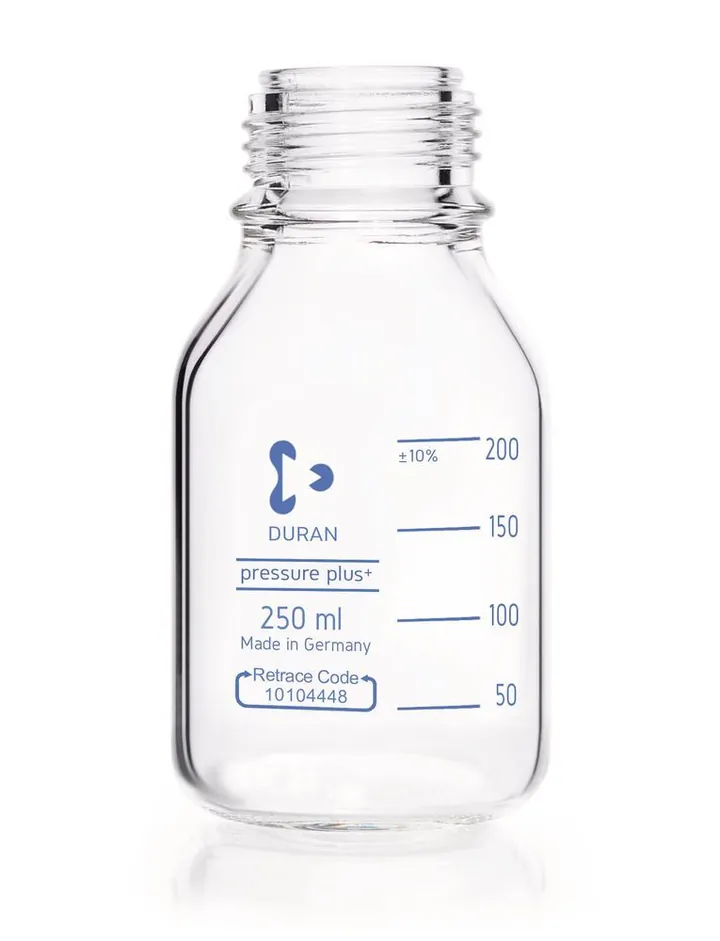 Sticlă cu gât filetat DURAN®-pressure plus, transparentă, 250 ml, 1 bucată(ți) — Carl Roth, cod CK34.1