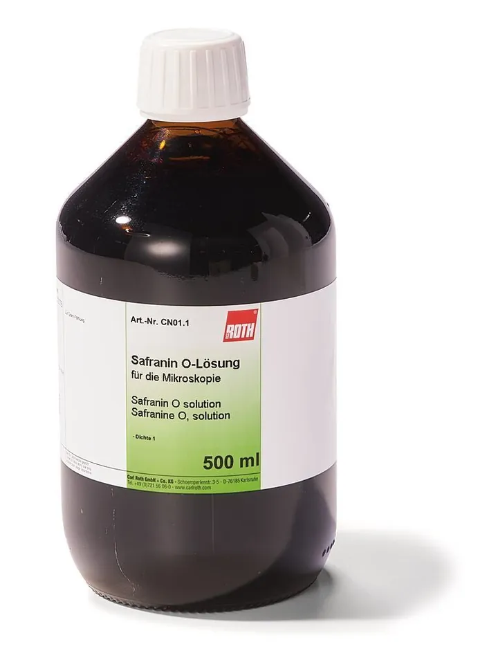 Soluție Safranin O, pentru microscopie, 500 ml, sticlă — Carl Roth, cod CN01.1