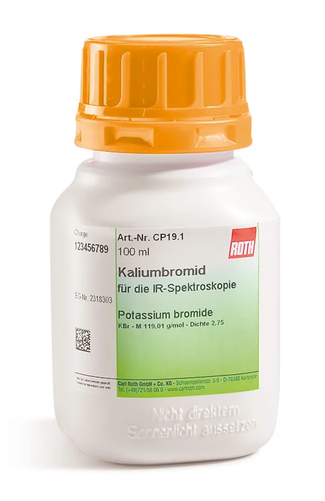 Bromură de potasiu, pentru spectrometrie IR, 100 g, plastic — Carl Roth, cod CP19.1