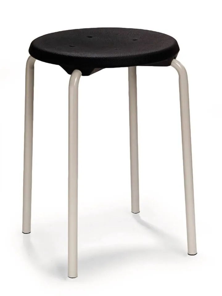 Scaun stivuibil, șezut PU negru, cadru gri deschis, H 500 mm, 1 bucată — Carl Roth, cod CXA9.1