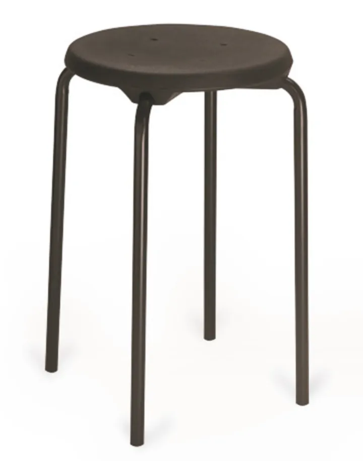 Scaun stivuibil, șezut PU negru, cadru negru, H 580 mm, 1 bucată — Carl Roth, cod CXC1.1