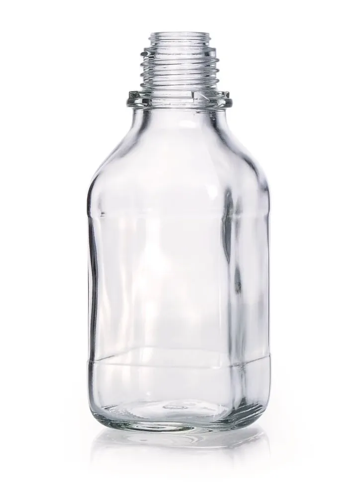 Sticle pătrate cu gât îngust, 250 ml, sticlă transparentă, filet 32, formă înaltă — Carl Roth, cod EEK9.1