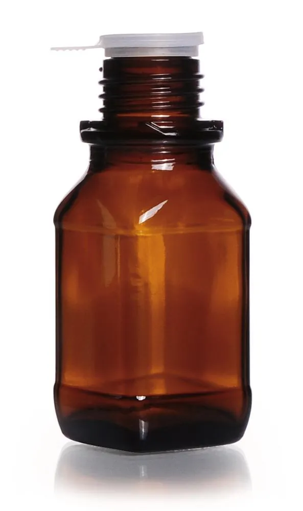 Flacoane pătrate cu gât îngust, 100 ml, sticlă maro, filet 32, formă înaltă — Carl Roth, cod EEL2.1