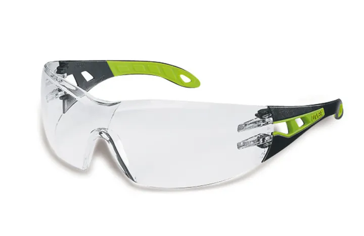 Ochelari de protecție UV pheos, UVEX, ramă negru/verde, lentilă clară, 1 bucată — Carl Roth, cod EHT6.1