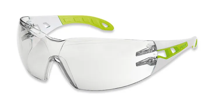 Ochelari de protecție UV pheos s, ramă alb/verde, lentilă clară, 1 bucată — Carl Roth, cod EHT7.1