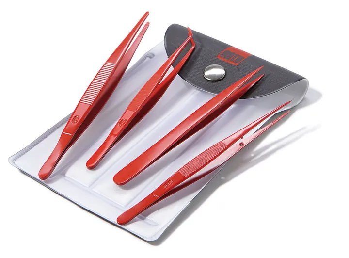 Set Rotilabo®-tweezers, 4 pense din oțel inoxidabil 18/10, în husă, 1 buc. — Carl Roth, cod ENX5.1
