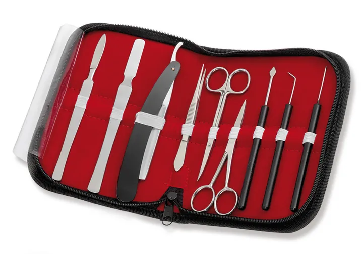 Set Rotilabo®-dissecting pentru microscopie, mare, în husă cu fermoar, 9 piese — Carl Roth, cod ENY1.1