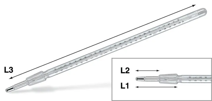 Termometru de distilare cu șlif NS 14/23, domeniu de măsurare 0-250 °C, L 55 mm — Carl Roth, cod EPY4.1