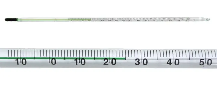 Termometru de sticlă cu umplutură specială verde, -10 până la +110 °C, 1 °C — Carl Roth, cod ET02.1