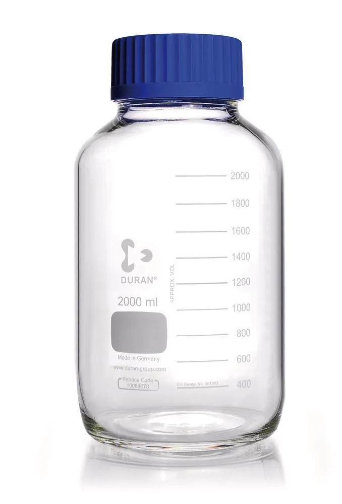 Sticlă cu filet cu gât larg DURAN®, sticlă transparentă, 2 l, filet GLS 80, 1 bucată — Carl Roth, cod EX01.1