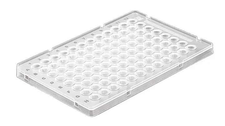 Tăvi PCR cu 96 de godeuri, profil redus, cu ramă, volum de umplere 150 µl, 50 bucăți — Carl Roth, cod EYT5.1