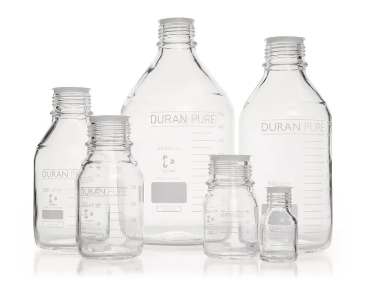 Sticle cu filet DURAN® PURE, 100 ml, sticlă transparentă, 10 bucăți — Carl Roth, cod HNK4.1