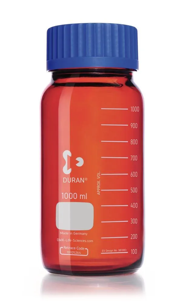 Flacon cu filet gura largă DURAN®, sticlă brună, 1 l, filet GLS 80, 1 buc. — Carl Roth, cod HT12.1