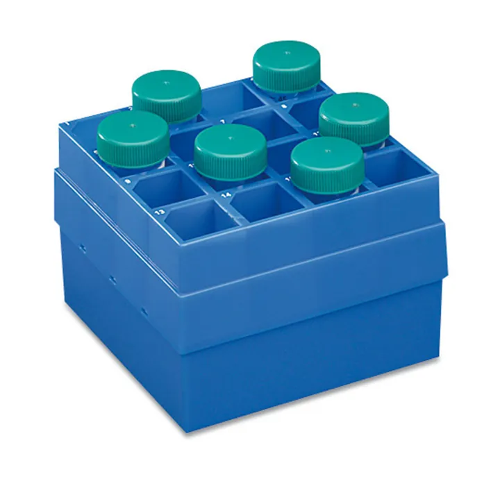 Cutii de congelare Rotilabo®-deep, tip 2, PP, albastru, 16 orificii (4 x 4), 30 x 30 mm — Carl Roth, cod HX02.1
