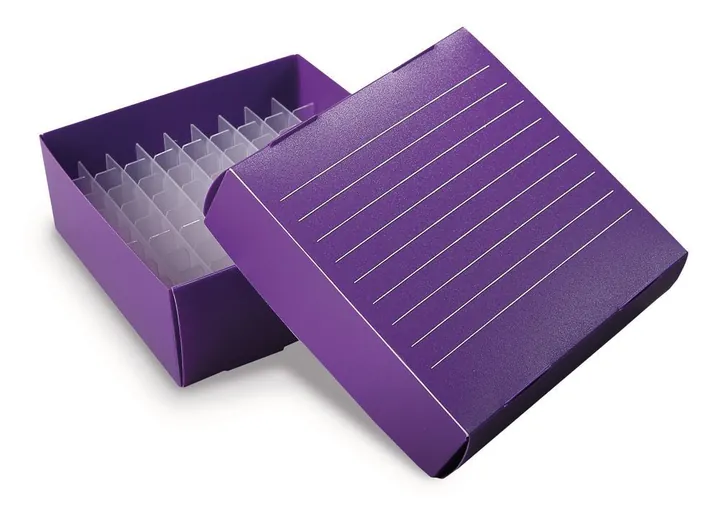 Cutii criogenice, pliabile, violete, 81 de orificii, 1.5/2 ml, 10 bucăți — Carl Roth, cod HYN5.1