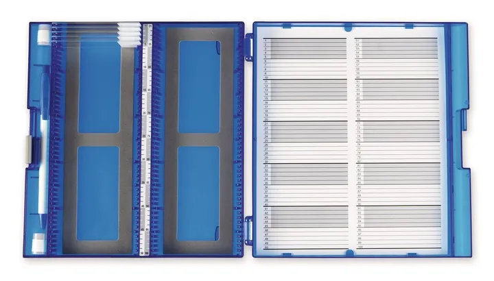 Cutii premium pentru lame de microscop, albastre, L 207 x W 196 x H 32 mm, 5 bucăți — Carl Roth, cod HYN9.1