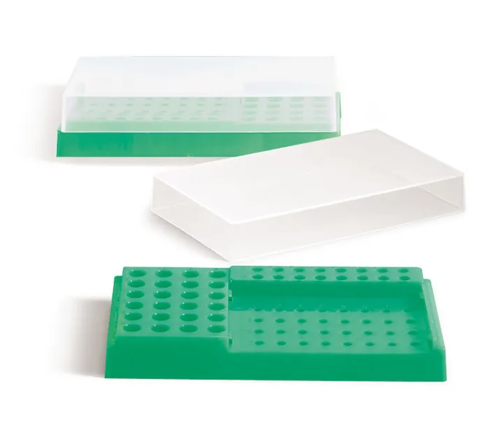 Stație de lucru PCR, PP, verde neon, cu capac, 32x0.2 ml, 24x1.5/2 ml, 16x0.5 ml — Carl Roth, cod K819.1