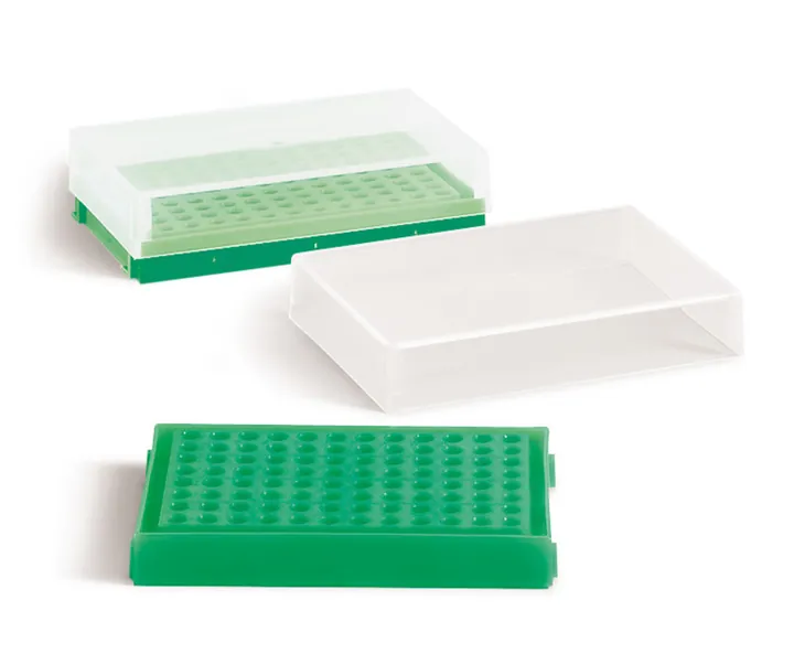 Suport PCR, PP, verde neon, cu capac, cu 96 orificii, aranjament 8 x 12, 1 buc. — Carl Roth, cod K824.1