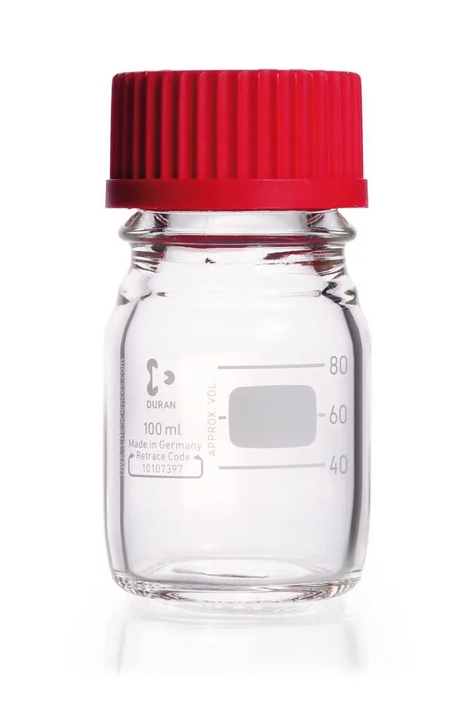 Sticle de laborator din sticlă DURAN® GL45, 100 ml, cu dopuri rezistente la temperaturi înalte — Carl Roth, cod KCN6.1