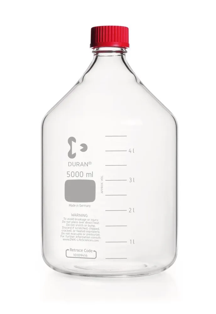 Sticle de laborator din sticlă DURAN® GL45, 5000 ml, cu dopuri rezistente la temperaturi înalte — Carl Roth, cod KCP1.1