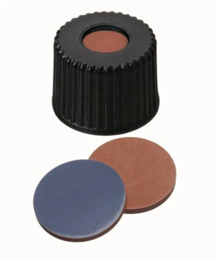 Capace înfiletabile cu orificiu, PP, ND8, Septum Butil/PTFE, 1.3 mm 55°, 100 bucăți — Carl Roth, cod KE38.1