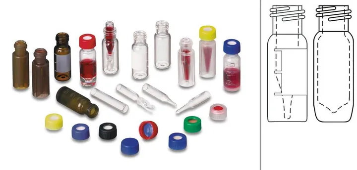 Flacoane Rotilabo® cu filet scurt ND9, sticlă clară, micro-insert integrat, 0.2ml — Carl Roth, cod LC04.1