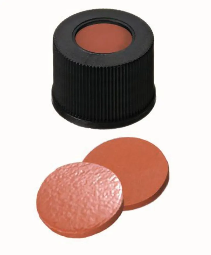 Capace cu filet cu orificiu, PP, ND10, Sept Cauciuc natural/TEF, 1,3 mm 60° — Carl Roth, cod LC20.1