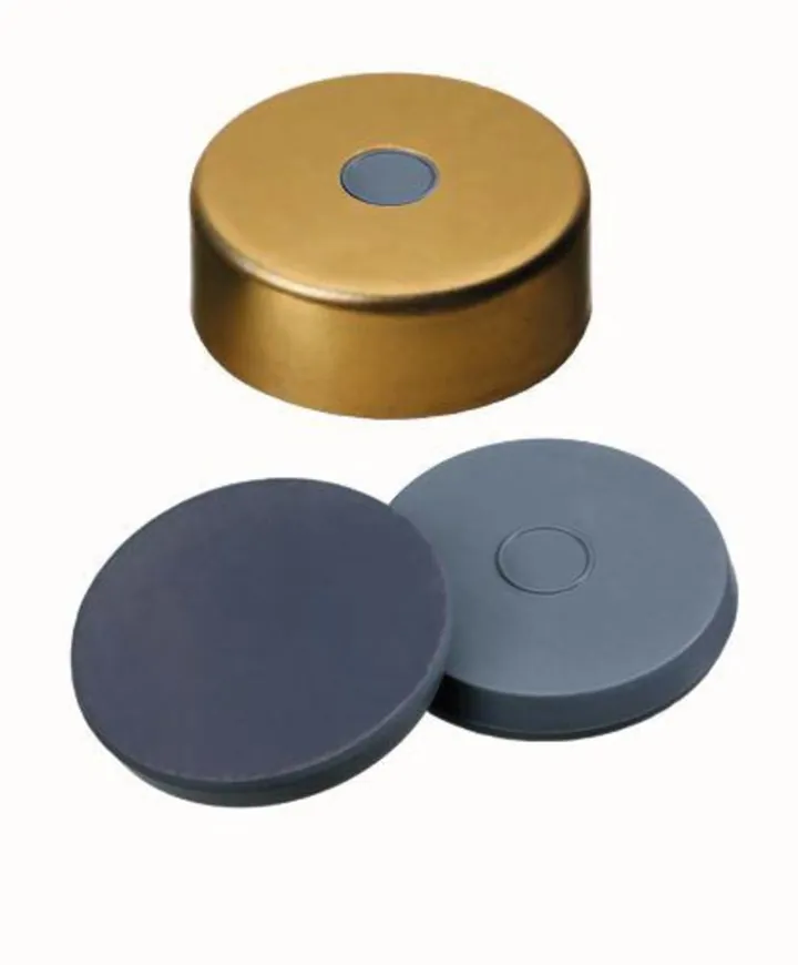 Capace sertizate magn. cu orificiu, Al, ND20, Sept. Butil/PTFE, 3,0mm 50°, Ø orificiu 5mm — Carl Roth, cod LC78.1