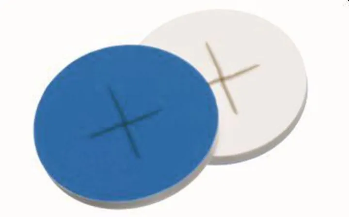 Septe Ø 22 mm, ND24, 1.5 mm, 55°, silicon alb/PTFE albastru cu fante în cruce — Carl Roth, cod LE01.1