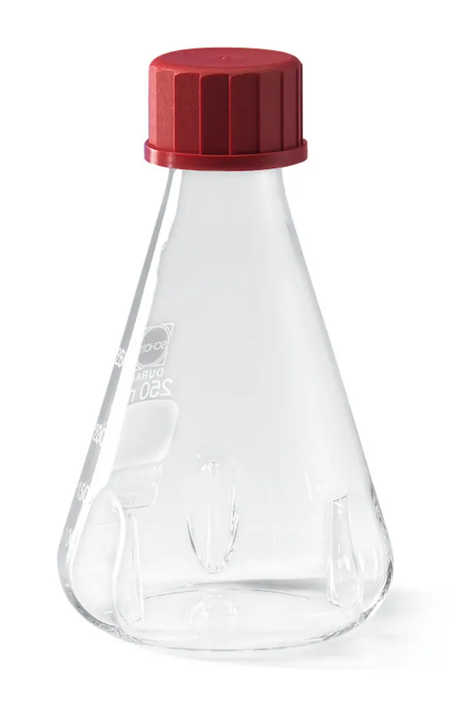 Balon Erlenmeyer cu 3 deflectori, 500 ml, Ø exterior 105mm, GL 32, H 180mm, DURAN® — Carl Roth, cod LK19.1