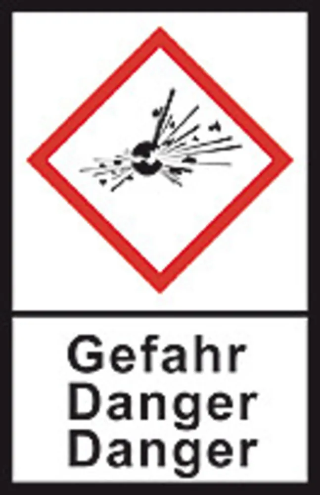Etichete de avertizare GHS, folie PE, GHS01, pericol, bombă explozivă, 100 µm, 27x40 mm — Carl Roth, cod LN62.1